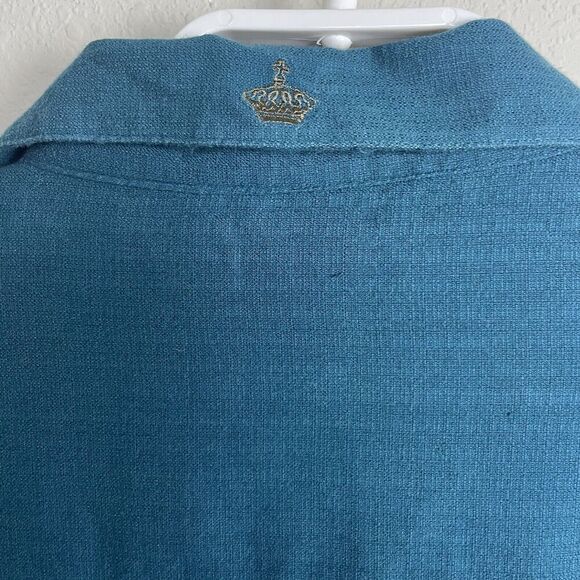Duke Kahanamoku Cotton Bamboo Teal Button Up Shirt Men's size L - Picture 6 of 7